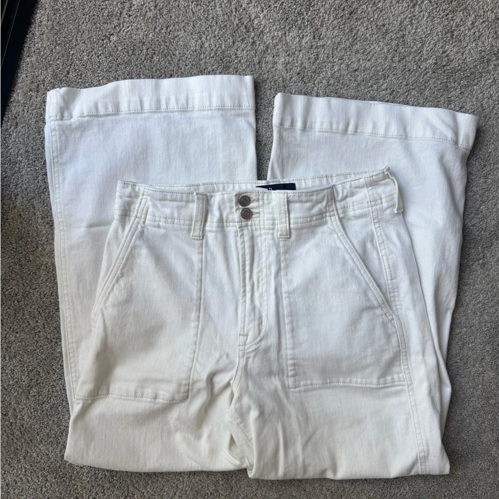GAP white high-rise wide leg crop jeans - Picture 1 of 4